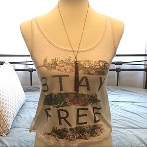 "Stay Free" Boho Feather Tank